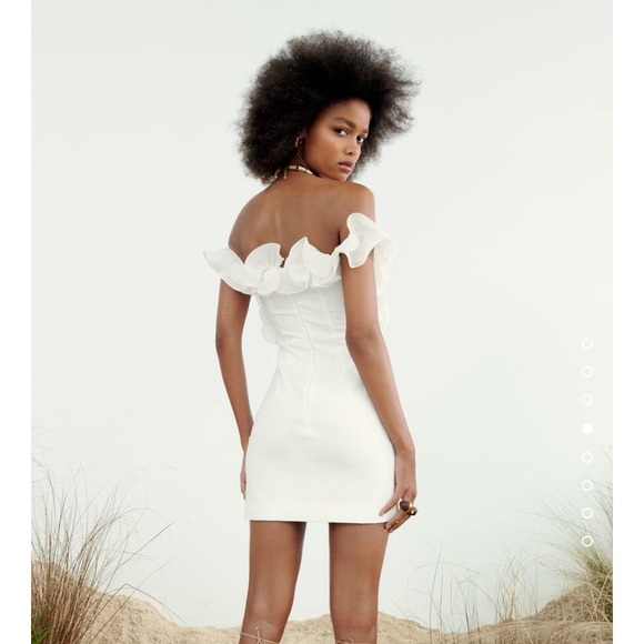 ZARA | Pleated ruffled mini dress | white - Picture 6 of 7